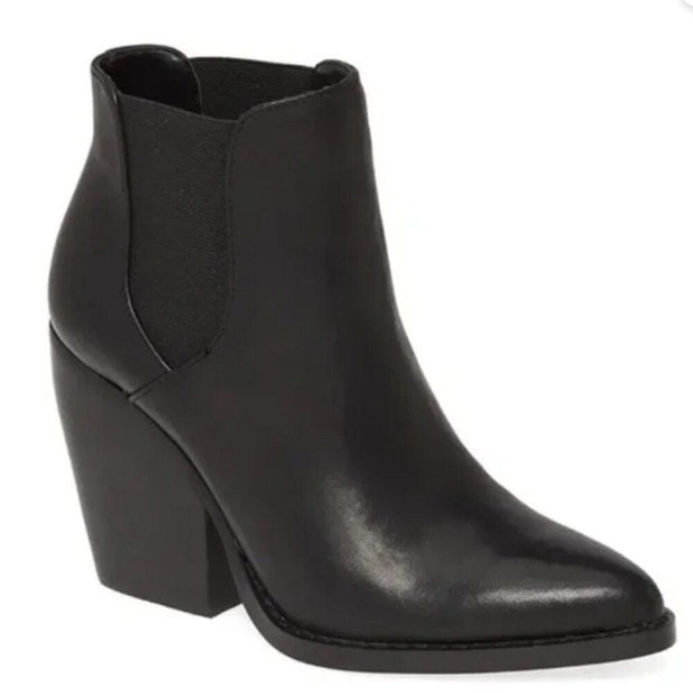 BP Lex Bootie Block‎ Heels In Black Leather Size 10